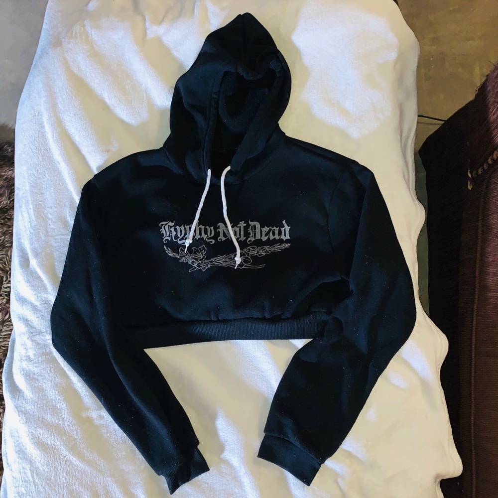 👑 CUTE EMO GOTHIC CROPPED HOODIE — SIZE SMALL